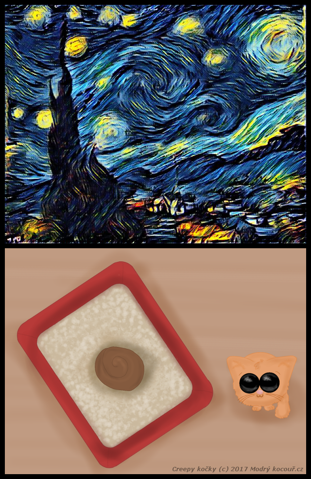 Komiks Creepy kočky: Umění versus umění. Modrý kocouř.cz